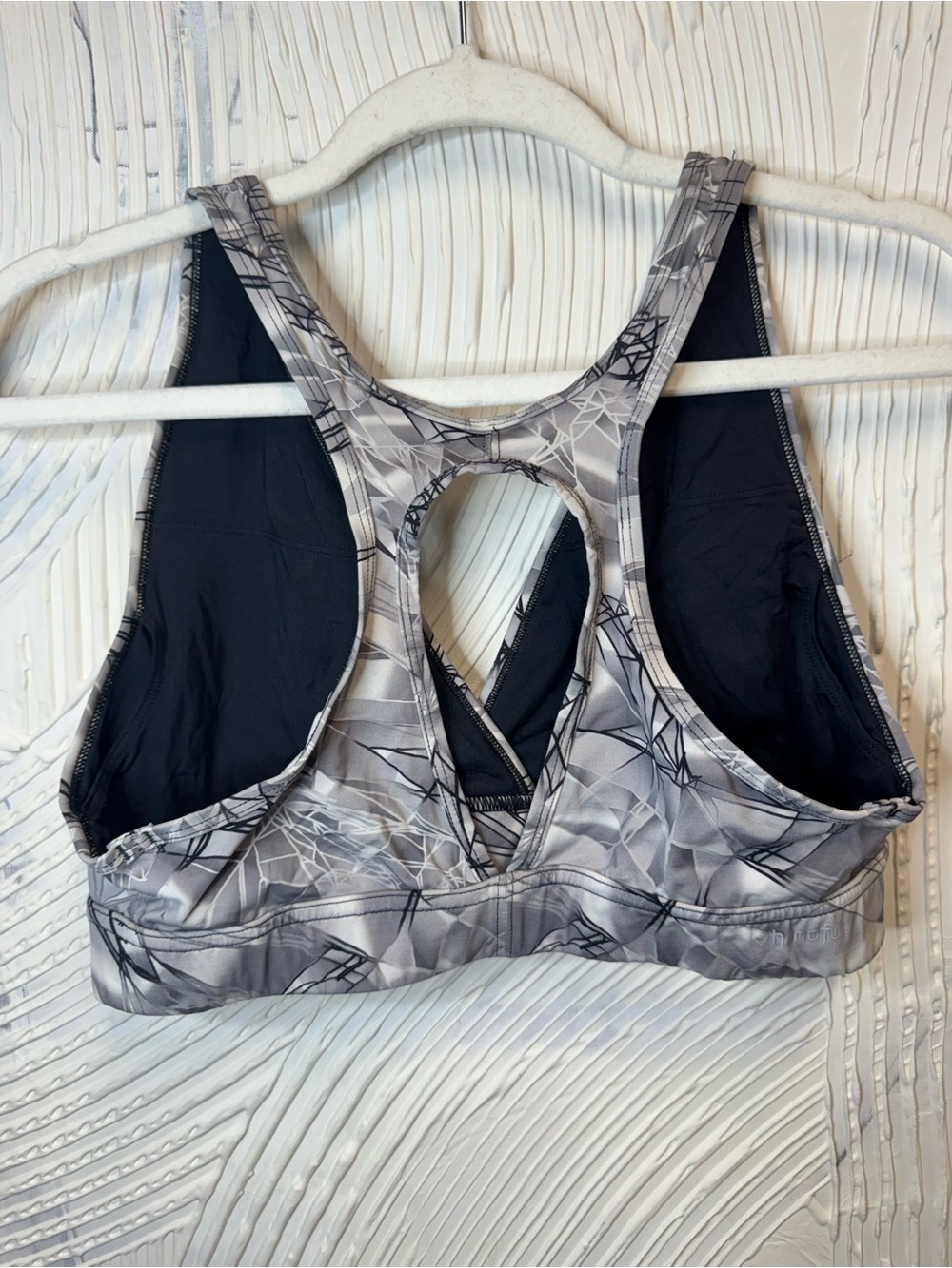 Wireless Gray Patterned Sports Bra with Racerback Support N0893 - Picture 4 of 7